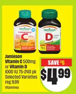 FreshCo Jamieson Vitamin C 500mg or Vitamin D 1000 IU 75-240 pk offer