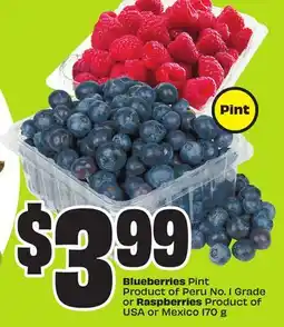 FreshCo Blueberries Pint Product of Peru No. 1 Grade or Raspberries Product of USA or Mexico 170 g offer