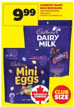 Real Canadian Superstore CADBURY DAIRY MILK MINI BARS, 324/342 G offer