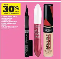 Real Canadian Superstore L'ORÉAL INFALLIBLE FOUNDATION, CONCEALER, POWDER, EYELINER, BROW OR SETTING SPRAY offer
