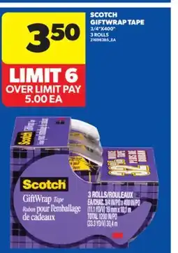 Real Canadian Superstore SCOTCH GIFTWRAP TAPE, 3/4 X400 3 ROLLS offer