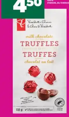 Real Canadian Superstore PC MILK OR DARK CHOCOLATE SPHERES, 155 G offer