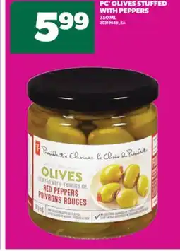 Real Canadian Superstore PC OLIVES STUFFED WITH PEPPERS. 350 ML offer
