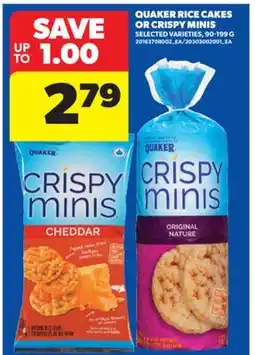 Real Canadian Superstore QUAKER RICE CAKES OR CRISPY MINIS, 90-199 G offer