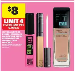 Real Canadian Superstore MAYBELLINE FIT ME PRIMER, CONCEALER, FOUNDATION, BLUSH, PRESSED POWDER OR GREAT LASH MASCARA offer