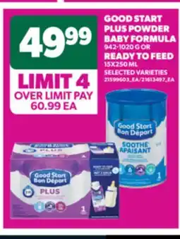 Real Canadian Superstore GOOD START PLUS POWDER BABY FORMULA, 942-1020 G OR READY TO FEED 15X250ML offer