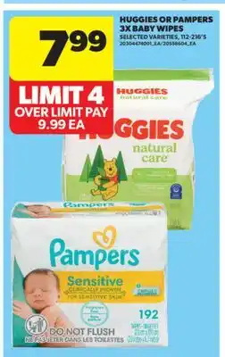 Real Canadian Superstore HUGGIES OR PAMPERS 3X BABY WIPES, 112-216' S offer