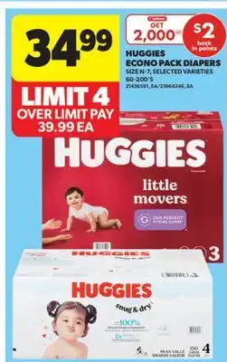 Real Canadian Superstore HUGGIES ECONO PACK DIAPERS, 60-200'S offer
