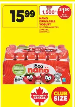 Real Canadian Superstore NANO DRINKABLE YOGURT, 24X93 ML offer