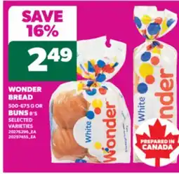 Real Canadian Superstore WONDER BREAD 500-675 G OR BUNS 8' S offer