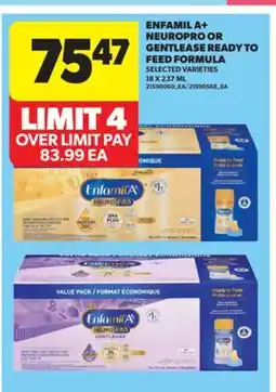 Real Canadian Superstore ENFAMIL A + NEUROPRO OR GENTLEASE READY TO FEED FORMULA, 18 X 237 ML offer