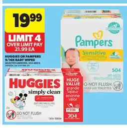 Real Canadian Superstore HUGGIES OR PAMPERS 9/10X BABY WIPES, 504-600'S offer