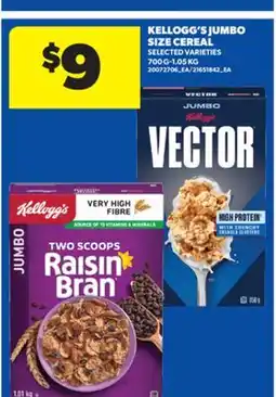 Real Canadian Superstore KELLOGG'S JUMBO SIZE CEREAL, 700 G - 1.05 KG offer
