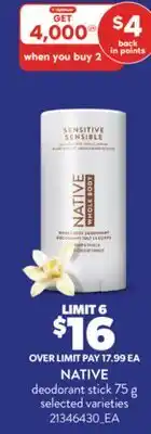 Real Canadian Superstore NATIVE DEODORANT STICK, 75 G offer