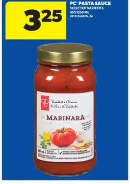 Real Canadian Superstore PC PASTA SAUCE, 410/650 ML offer