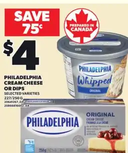 Loblaws PHILADELPHIA CREAM CHEESE OR DIPS, 227/250 G offer