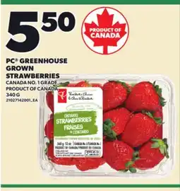 Loblaws PC GREENHOUSE GROWN STRAWBERRIES, 340 G offer