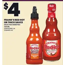 Loblaws FRANK'S RED HOT OR THICK SAUCE, 354 ML offer