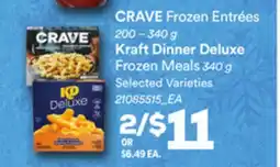Loblaws CRAVE FROZEN ENTRÉES, 200 – 340 G KRAFT DINNER DELUXE FROZEN MEALS, 340 G offer