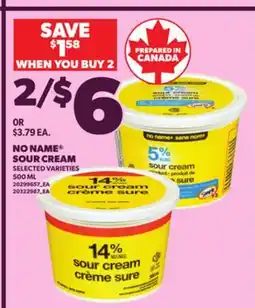 Loblaws NO NAME SOUR CREAM, 500 ML offer