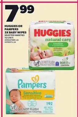 Loblaws HUGGIES OR PAMPERS 3X BABY WIPES, 112-216'S offer
