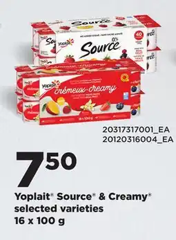 Loblaws YOPLAIT SOURCE & CREAMY , 16X100 G offer