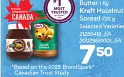 Loblaws KRAFT PEANUT BUTTER, 1 KG KRAFT HAZELNUT SPREAD, 725 G offer