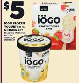 Loblaws IOGO FROZEN YOGURT, 946 ML OR BARS, 4/8'S offer
