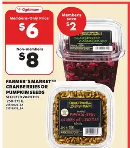 Loblaws FARMER'S MARKET CRANBERRIES OR PUMPKIN SEEDS, 250-375 G offer