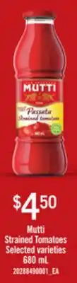 Loblaws MUTTI STRAINED TOMATOES, 680 mL offer