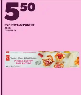Loblaws PC PHYLLO PASTRY, 454 G offer