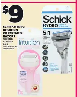 Loblaws SCHICK HYDRO, INTUITION OR XTREME 3 RAZORS,1-8'S offer