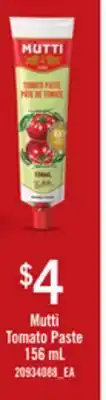 Loblaws MUTTI TOMATO PASTE 156 ML offer