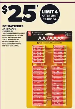 Loblaws PC BATTERIES offer