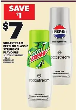 Loblaws SODASTREAM PEPSI OR CLASSIC SYRUPS OR FLAVOURS, 440 ML offer