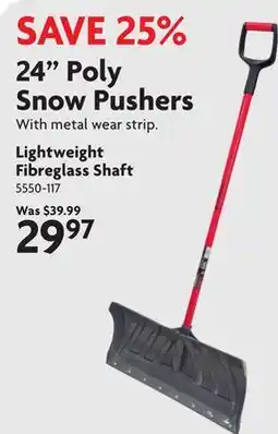 Home Hardware 24 Poly Snow Pushers Lightweight Fibreglass Shaft offer