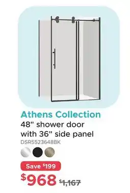 Bath Depot Athens Collection 48 shower door with 36 side panel offer