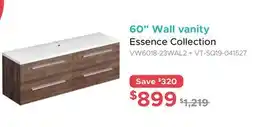 Bath Depot 60 Wall vanity Essence Collection offer