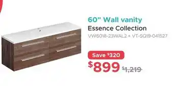 Bath Depot 60 Wall vanity Essence Collection offer