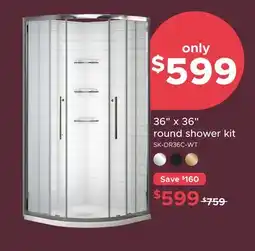 Bath Depot Thallo Collection 36 x 36 round shower kit offer