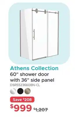 Bath Depot Athens Collection 60 shower door with 36 side panel offer