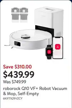 Walmart roborock Q10 VF+ Robot Vacuum & Mop, Self-Empty offer