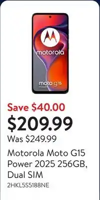Walmart Motorola Moto G15 Power 2025 256GB, Dual SIM offer