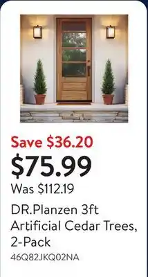 Walmart DR.Planzen 3ft Artificial Cedar Trees, 2-Pack offer