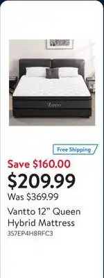 Walmart Vantto 12 Queen Hybrid Mattress offer