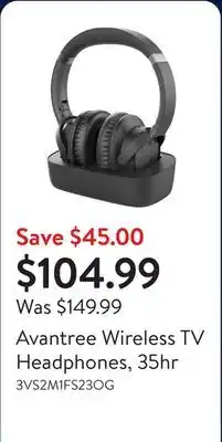 Walmart Avantree Wireless TV Headphones, 35hr offer