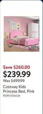 Walmart Costway Kids Princess Bed, Pink offer