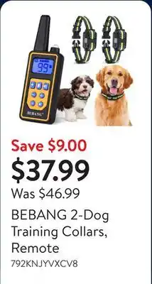 Walmart BEBANG 2-Dog Training Collars, Remote offer