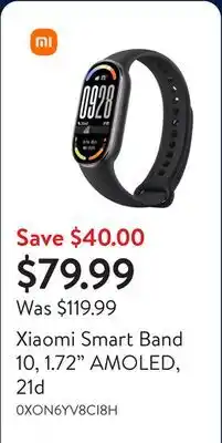 Walmart Xiaomi Smart Band 10, 1.72 AMOLED, 21d offer