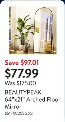 Walmart BEAUTYPEAK 64x21 Arched Floor Mirror offer